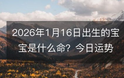 2026年1月16日出生的宝宝是什么命？今日出生的小孩取什么名字好